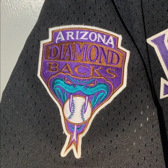 Mitchell & Ness Arizona Diamondbacks Black Jersey with Teal & Purple Logo - Picture 4 of 5